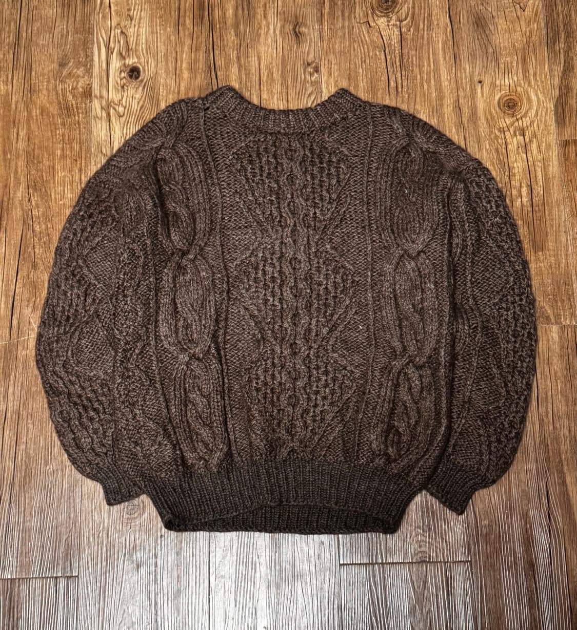 일본 핸드 메이드 브라운 케이블 니트 스웨터 상품이미지3