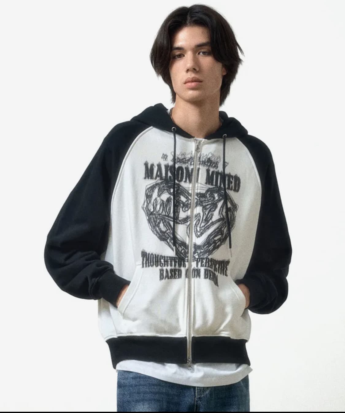 [메종미네드] DOODLE HEART REGLAN SWEAT ZIP UP 상품이미지5