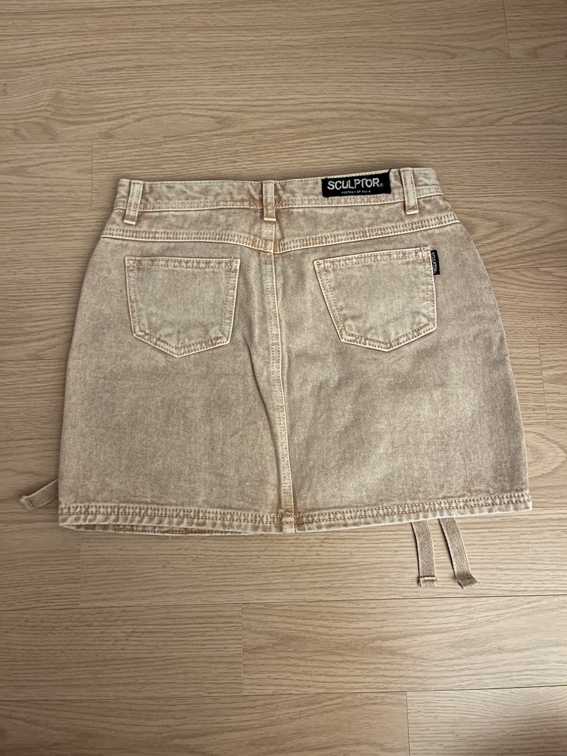 스컬프터 카고 데님 스커트, 베이지 상품이미지4