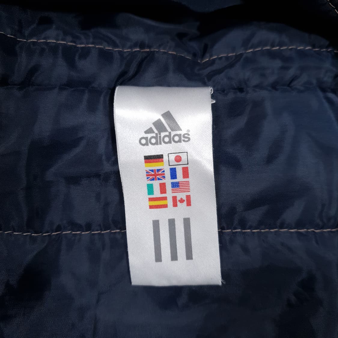 XL) 아디다스 올드스쿨 하늘색 누빔 삼선 네이비 패딩 수트 자켓 상품이미지7