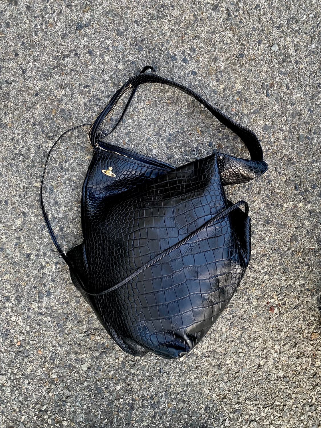 Rare 비비안웨스트우드 블랙 크로크 숄더백 상품이미지1