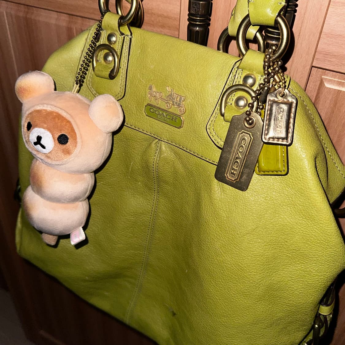 코치 Coach 토트백 숄더백 빈티지 라임 그린 브라운 y2k 두쫀쿠 상품이미지8