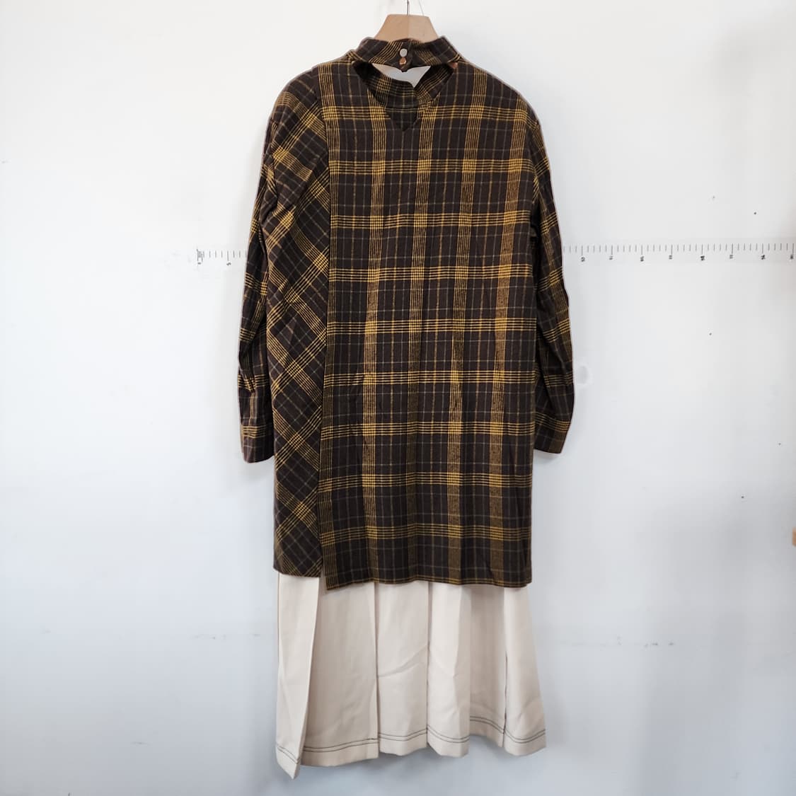 라인 체크 롱 원피스 상품이미지3