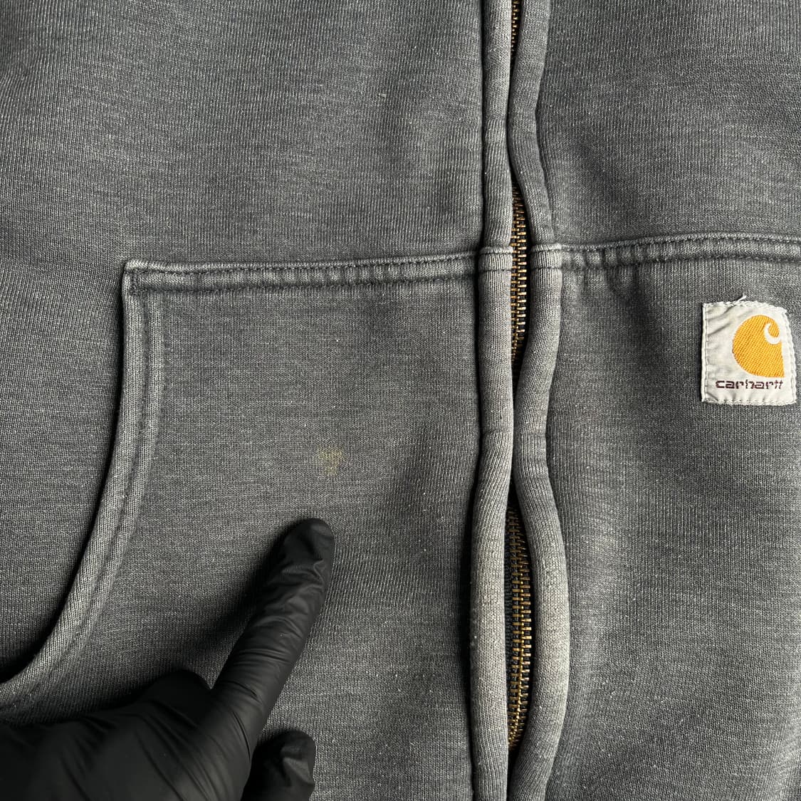 빈티지 칼하트 페이디드 다크그레이 써멀 후드집업 상품이미지7