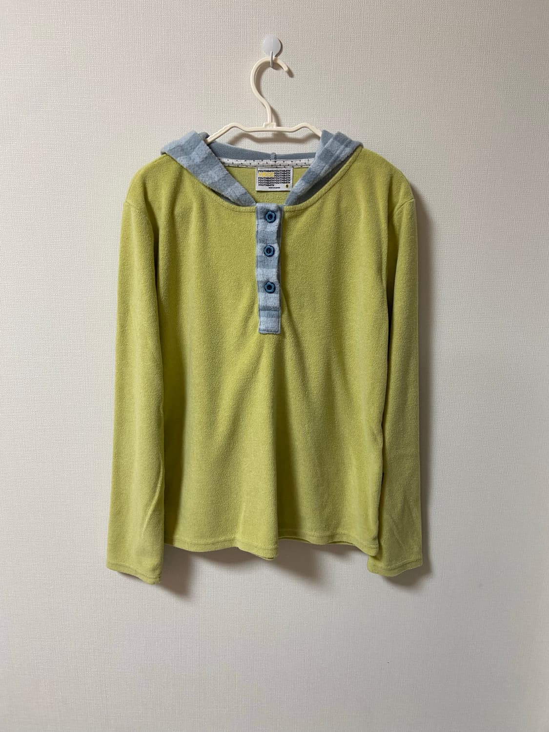 유쓰배쓰 라임색 헨리넥 후드티셔츠 상품이미지2