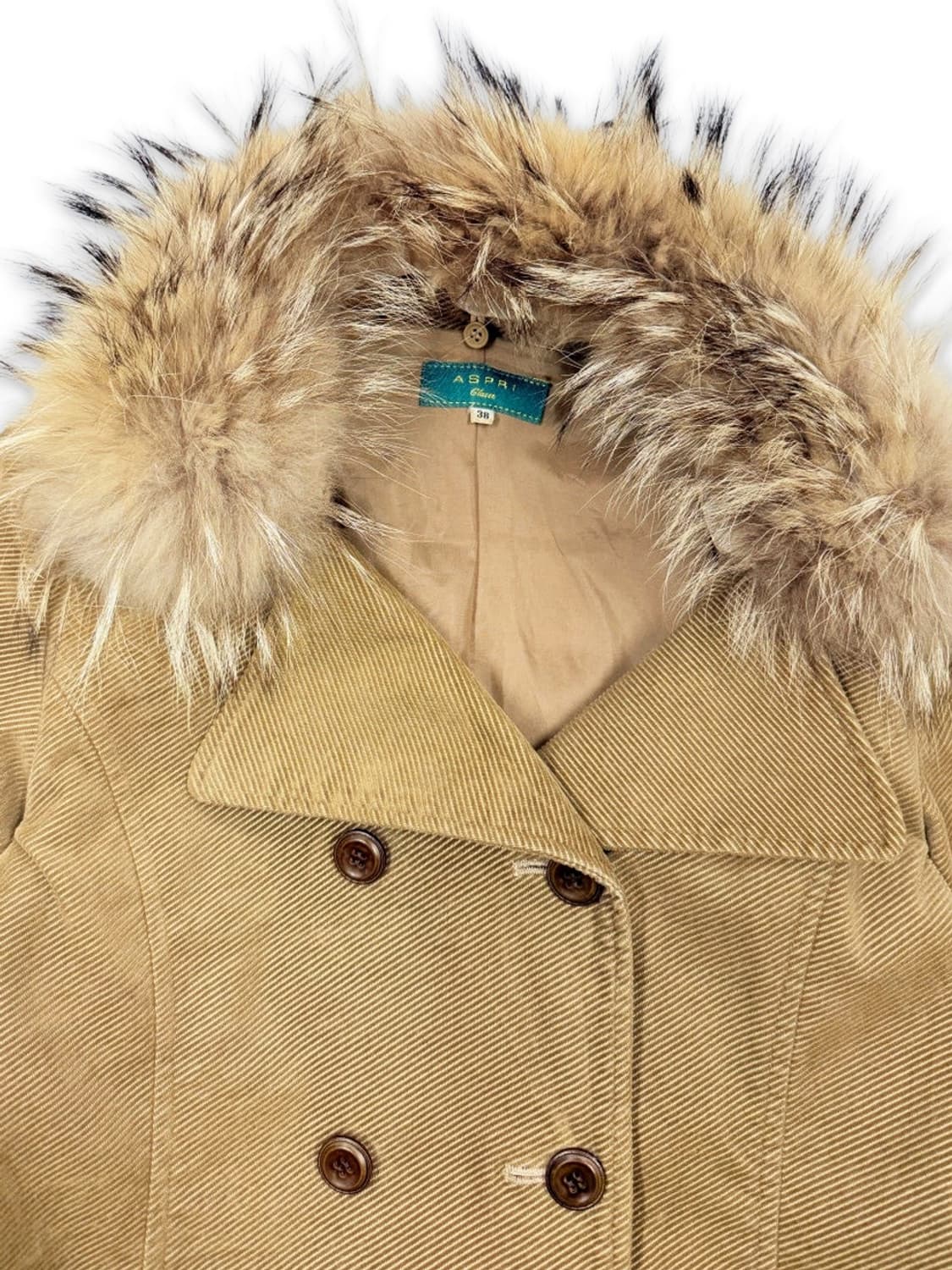 빈티지 ASPRI 라이트 브라운 더블 하프 코트 상품이미지4