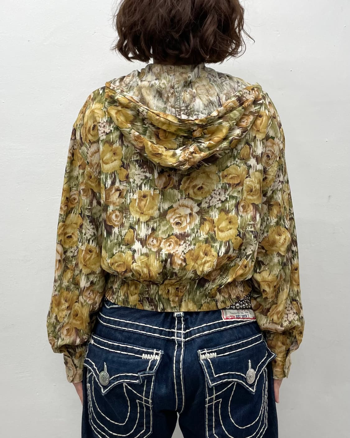 Yellow Flower Cropped Hooded Zip-Up 상품이미지3