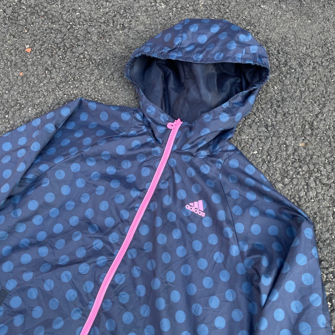 아디다스 대대장 땡땡이 도트 핑크 로고 바람막이 y2k 트랙자켓 L 상품이미지3