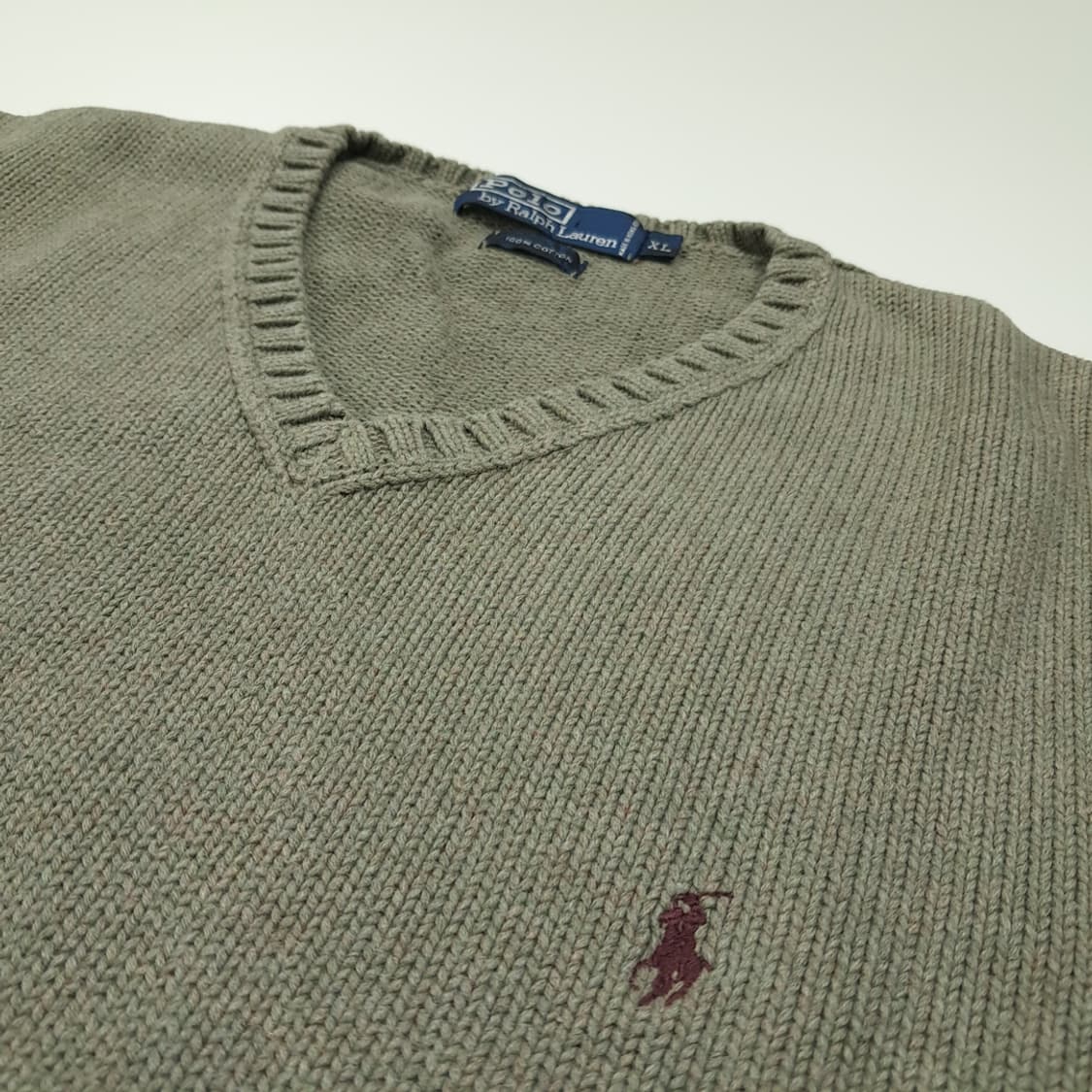 CL025 폴로 코튼 90s홍콩판 버건디포니 올리브 니트 베스트 상품이미지3