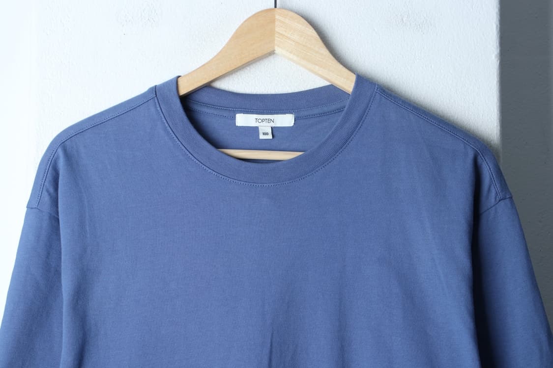 (L-XL) 탑텐 반팔 티셔츠 블루 무지 기본-H32267 상품이미지3