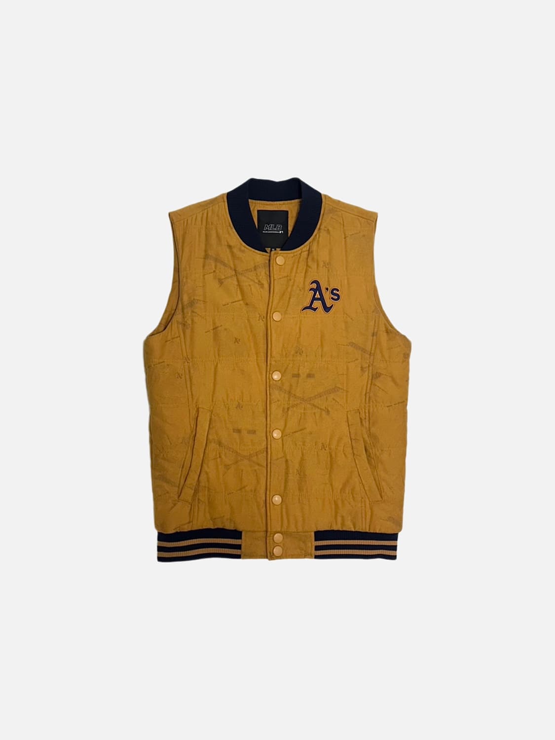 MLB 오클랜드 스웨이드 누빔 조끼 야구 자켓 상품이미지1