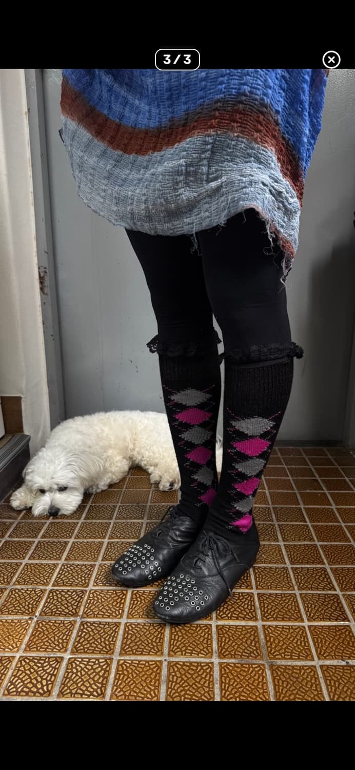 Comme des garcons 니삭스 프릴 아가일 포인트 타이즈 상품이미지1