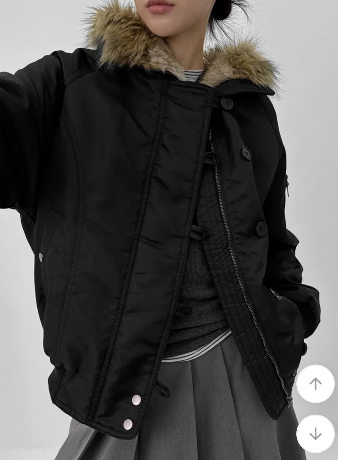 블랙업 누닐 퍼트리밍 후드 점퍼 블랙 팔아요 상품이미지4