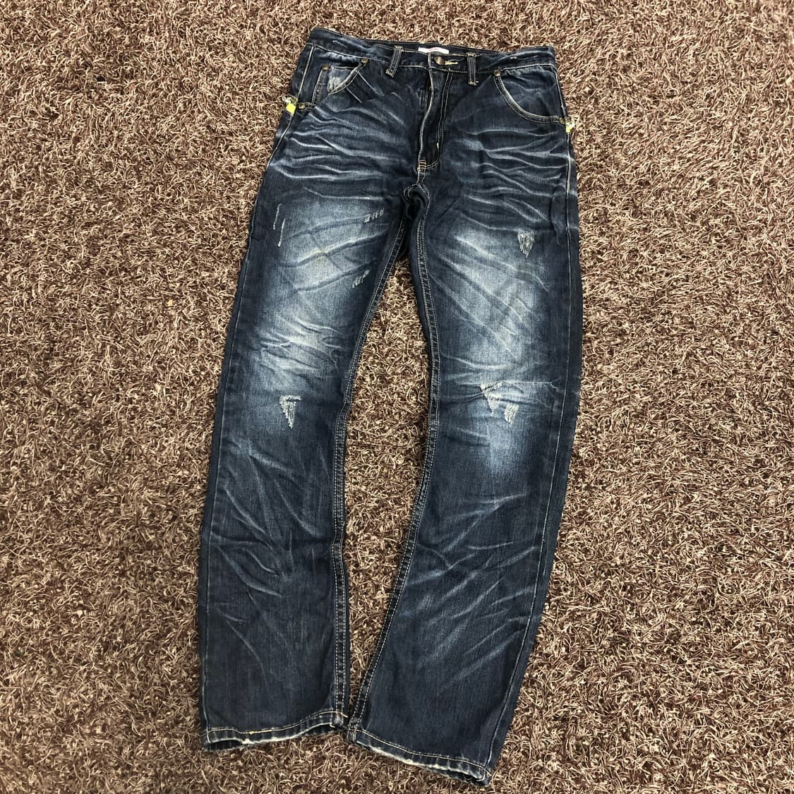 Jpn 빈티지 Y2k 워싱 백지퍼 데님 팬츠 상품이미지1