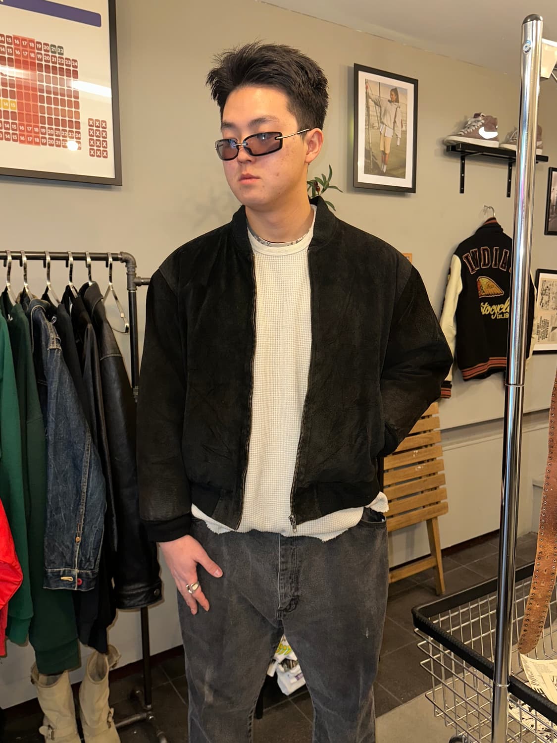 90’s Heavy pig-leather suede bomber 상품이미지1
