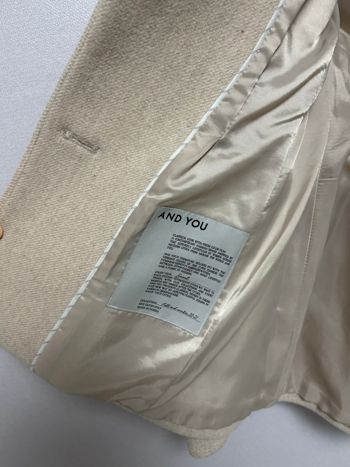 앤유 andyou 옥수 자켓 오트밀 앤유자켓 앤유코트 상품이미지7