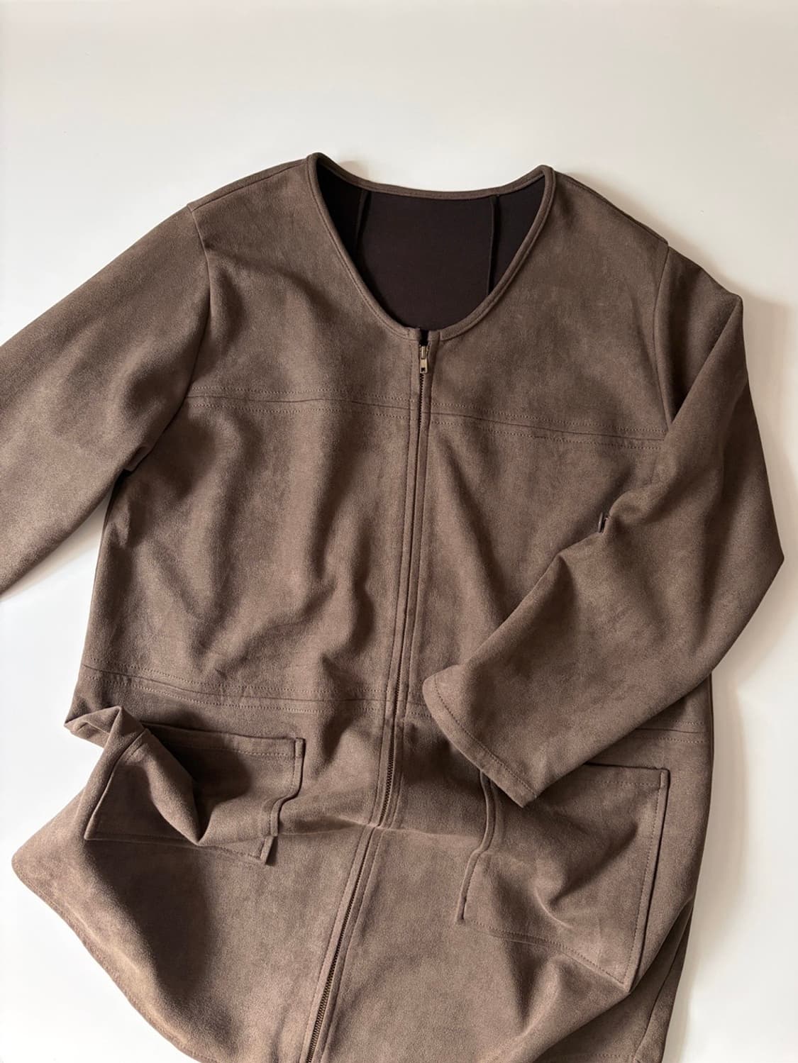 non collar suede zip-up jacket 상품이미지7