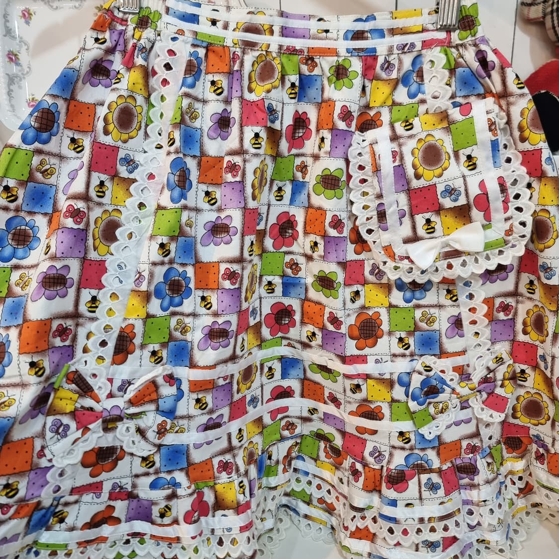 바디라인(BODY LINE) 레트로 플라워 패치워크 레이스 스커트 상품이미지5