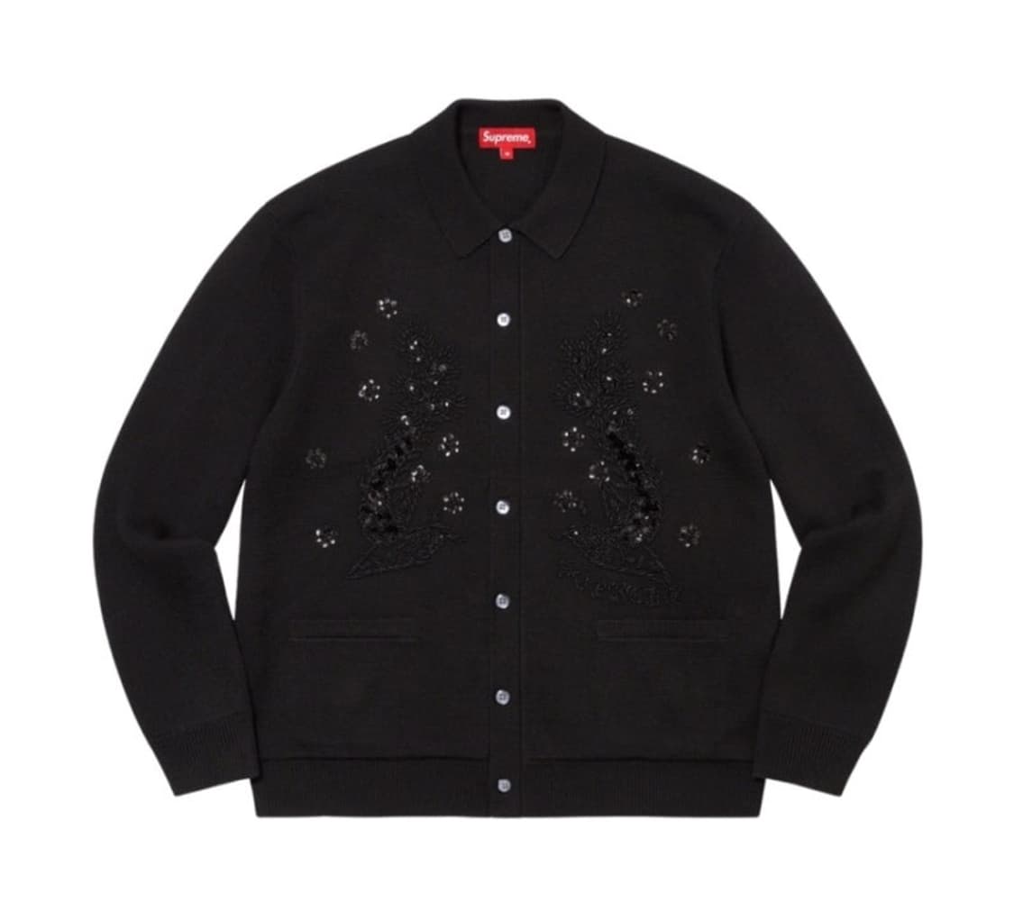 [M] 슈프림 비디드 아플리케 가디건 블랙 상품이미지1