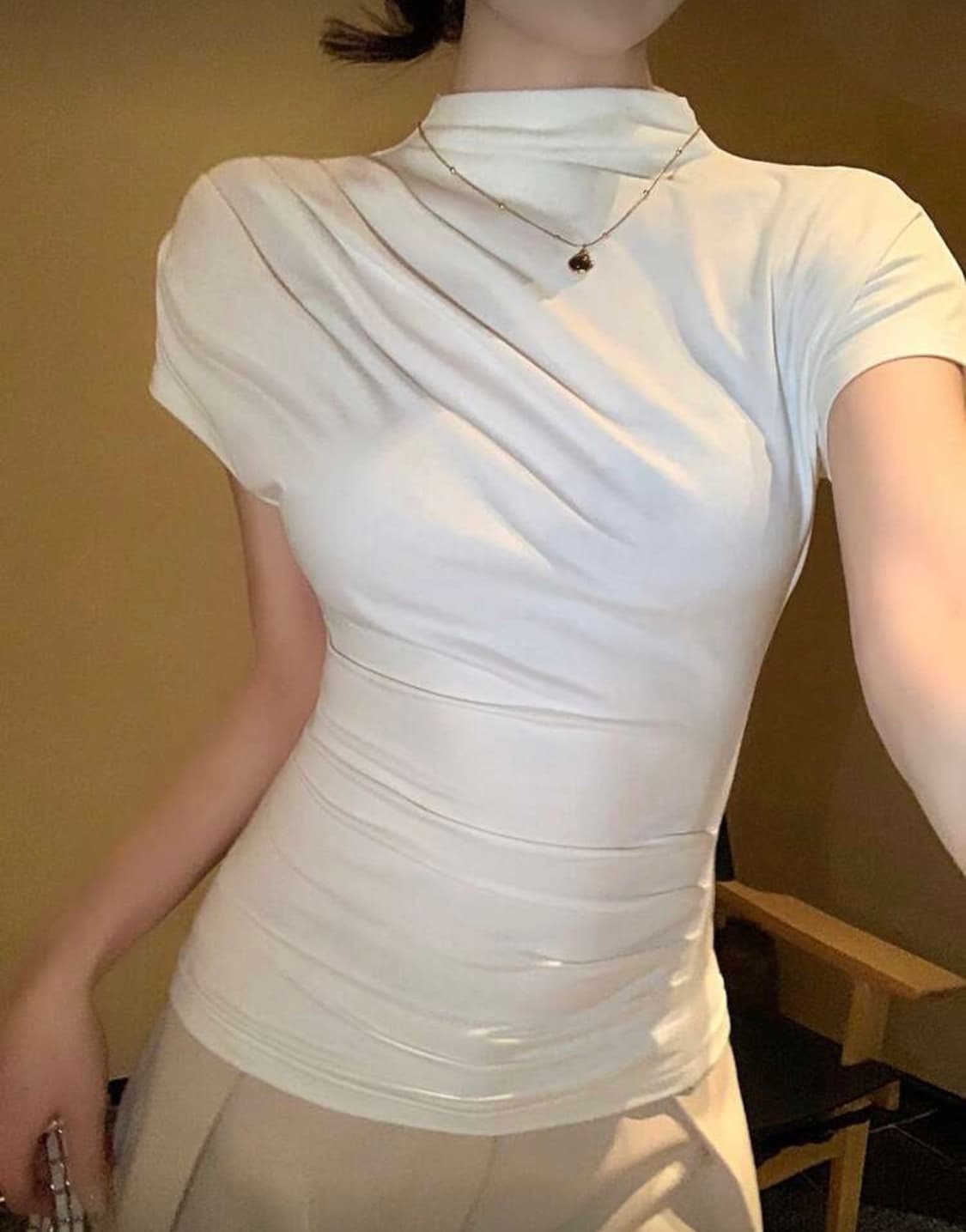 화이트 반목 슬림 반팔티 s 상품이미지4