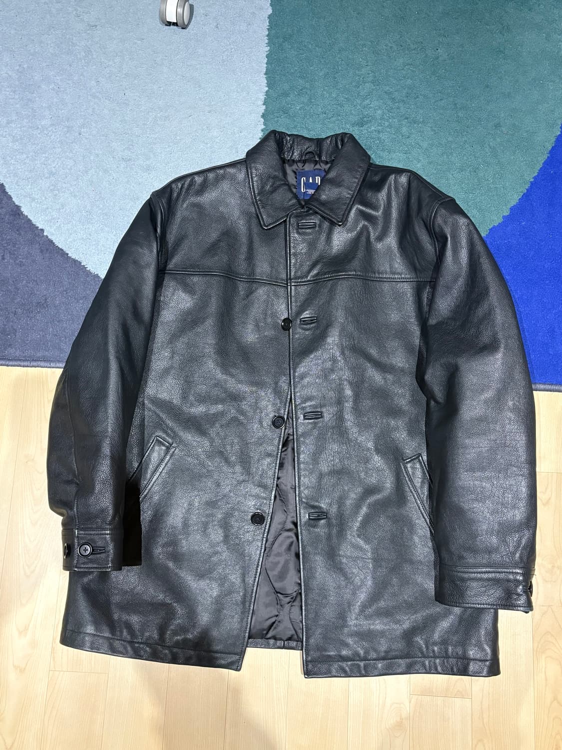 90s 올드 갭 gap carcoat 레더 카코트 블랙 L 상품이미지1