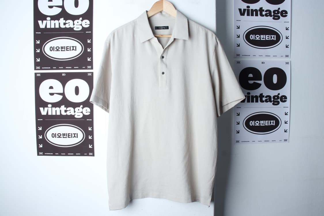 (XL-2XL) 마인드브릿지 반팔 카라 티셔츠 브이넥 베이지-H33032 상품이미지2