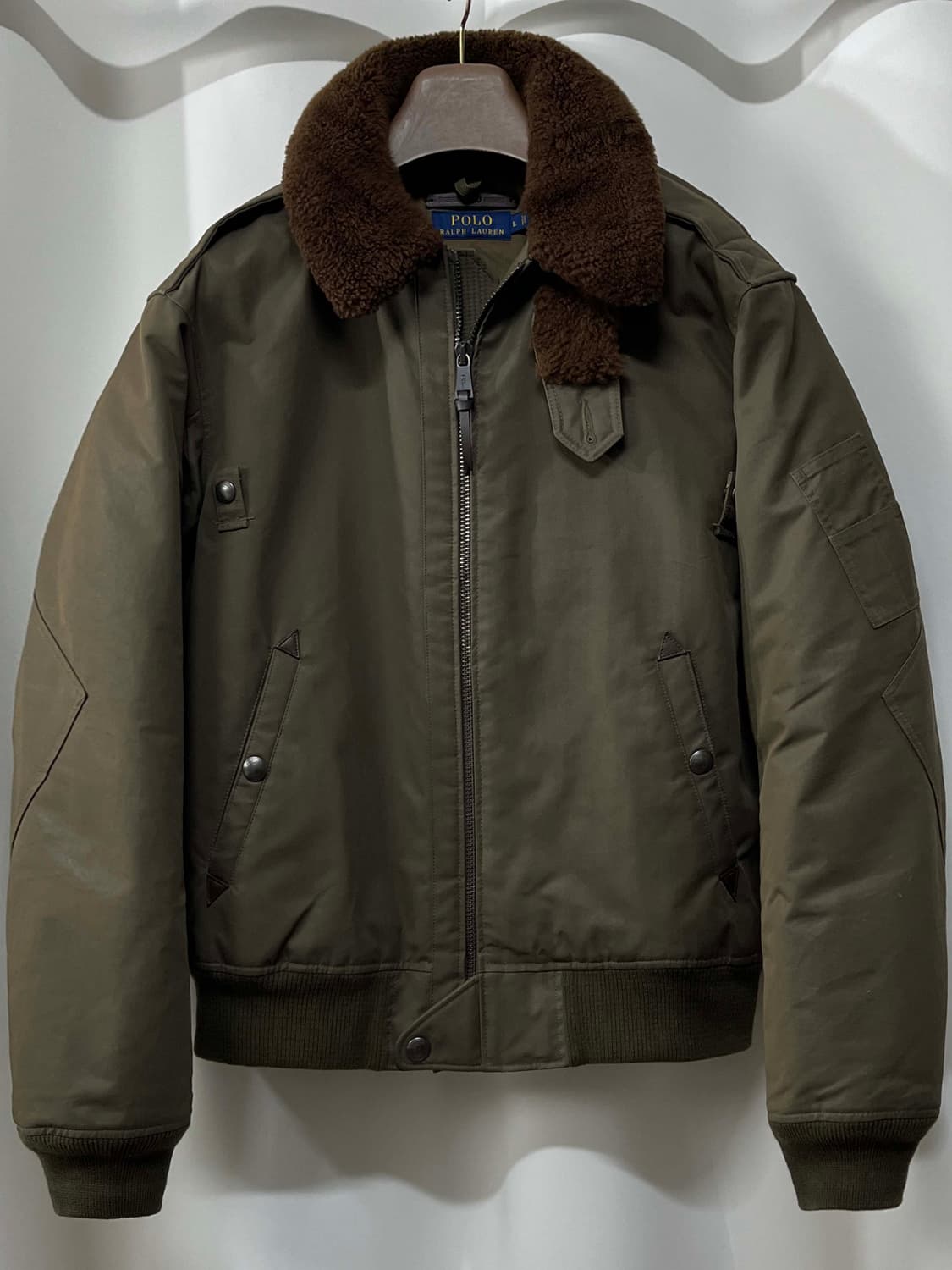 폴로 랄프로렌 b-15 램스킨 시어링 왁스드 다운 플라이트 봄버자켓 상품이미지1