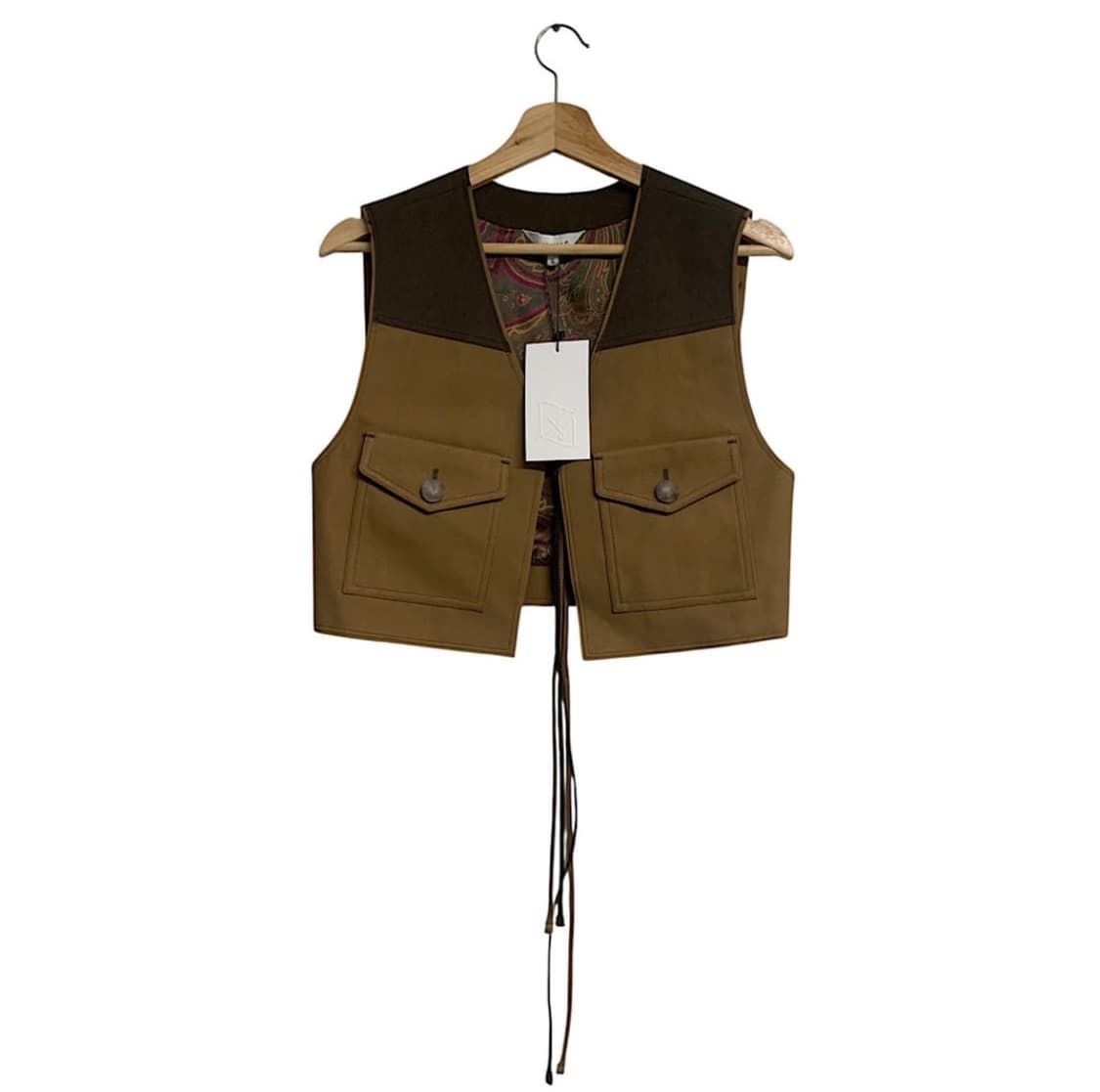 쿠메 컬러 블록 스웻이드 베스트 S 상품이미지2