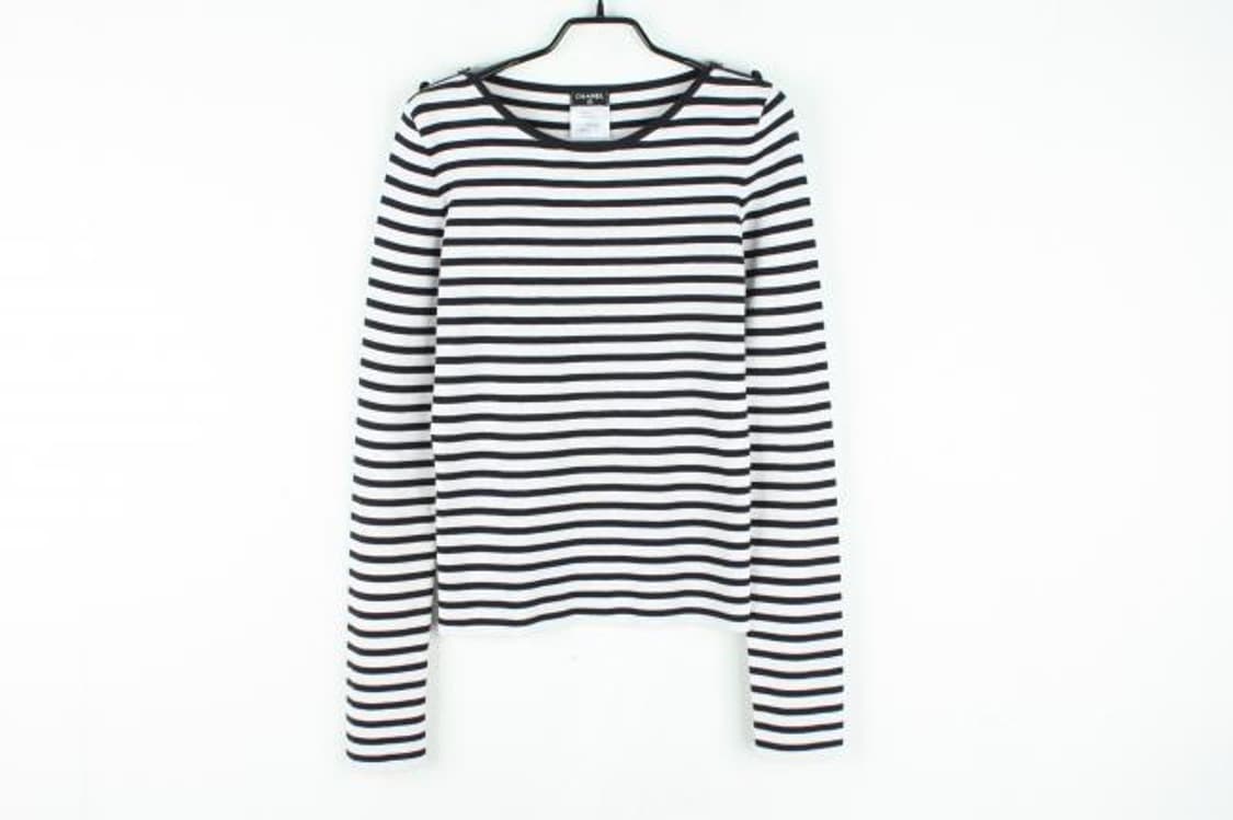 CHANEL 스트라이프 롱 슬리브 티 상품이미지1