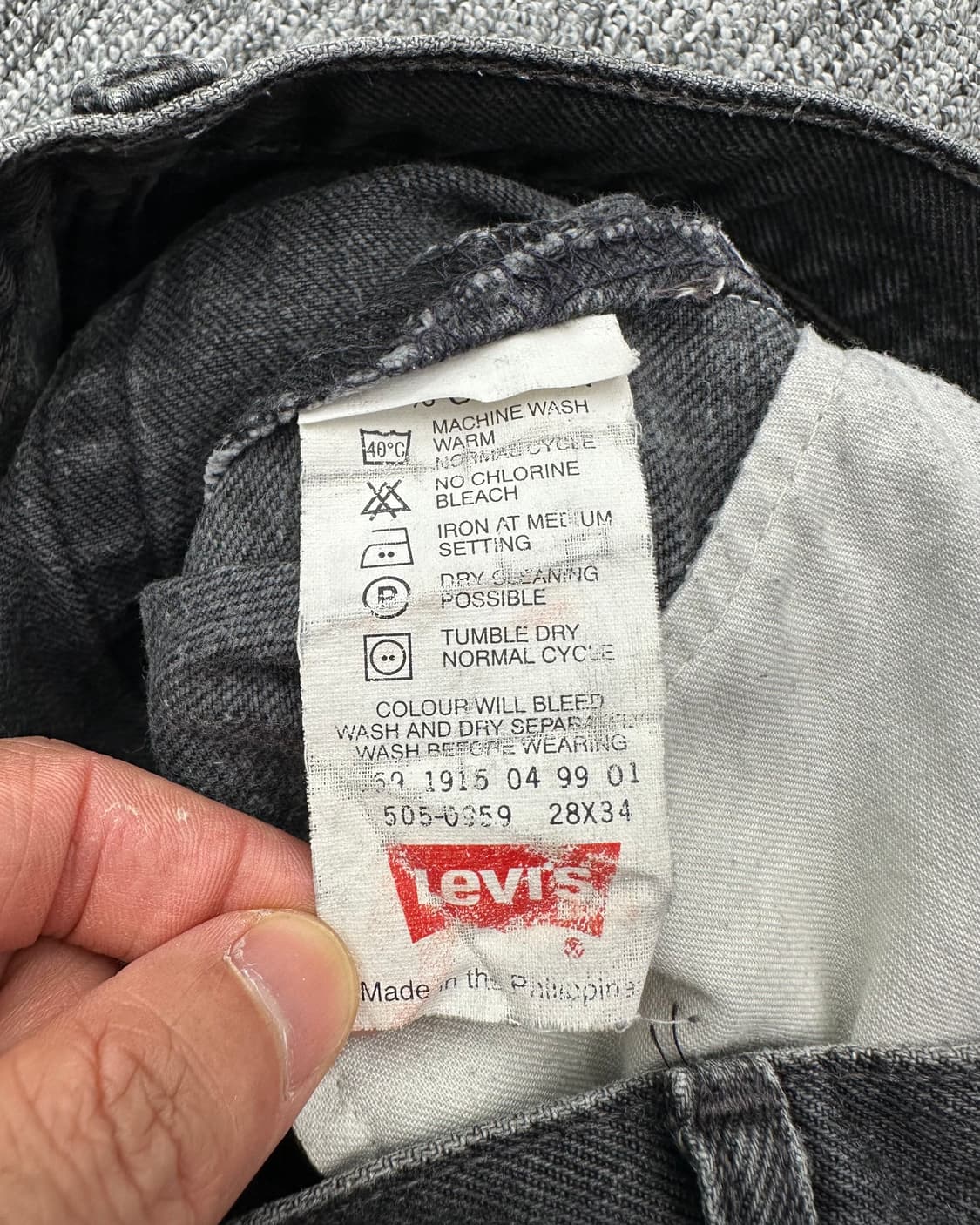 (허단35)90'S 리바이스 505 흑청반바지-M959 상품이미지3