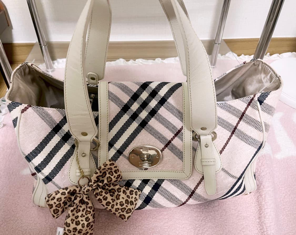 교환)버버리 리즈리사 딸기우유 히메갸루 노바체크 핑크 보스턴백 상품이미지2