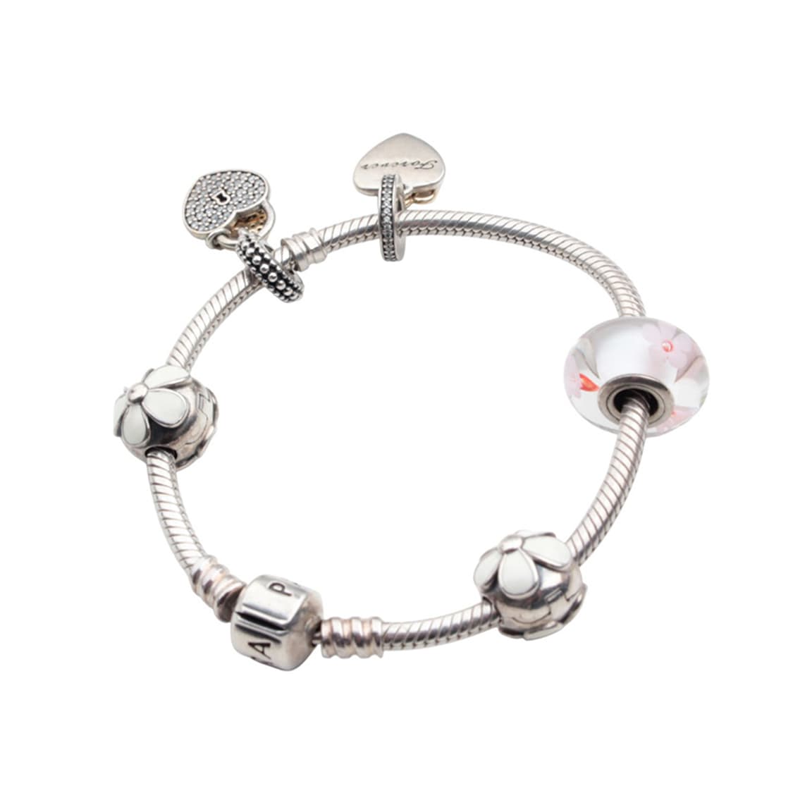 판도라 화이트플라워 참 925실버 팔찌 상품이미지2