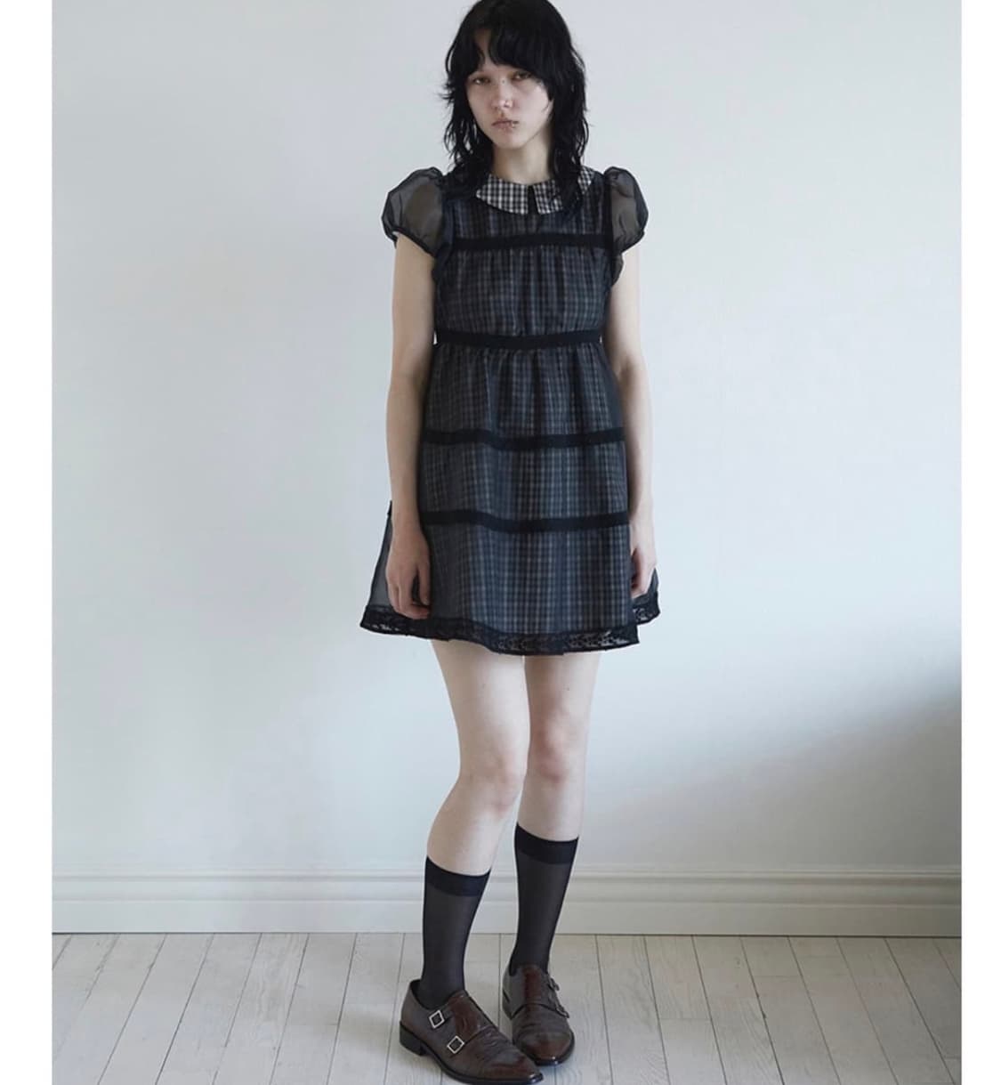 Dared BABYDOLL DRESS IN BLACK CHECK 상품이미지2
