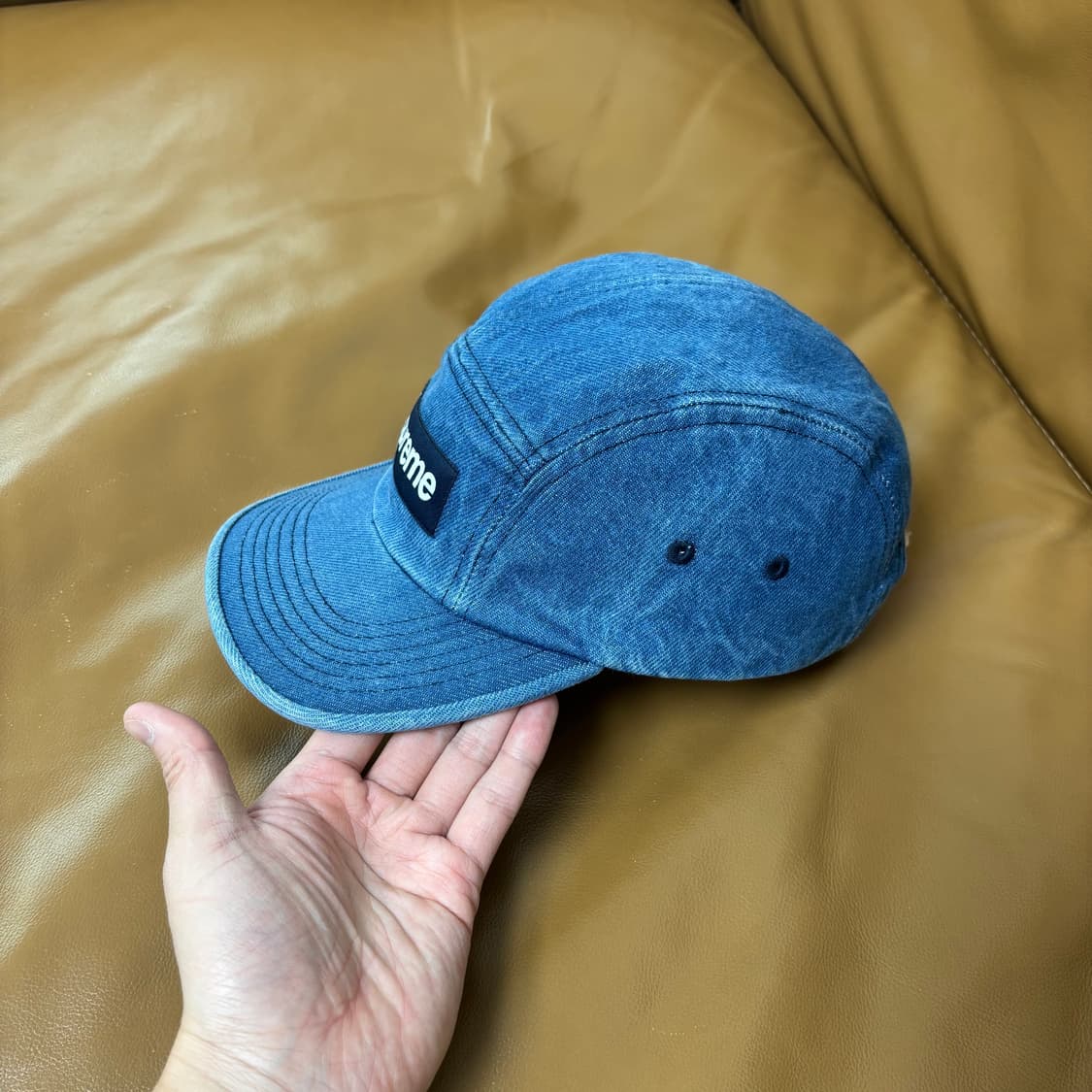 슈프림 캠프캡 모자 박스로고 워시드 데님 상품이미지4