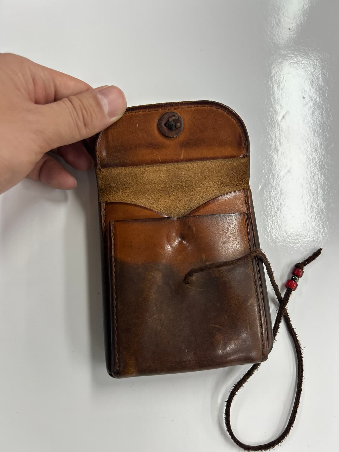 goros 고로스 다크브라운 콘초 새들레더 반지갑 상품이미지7