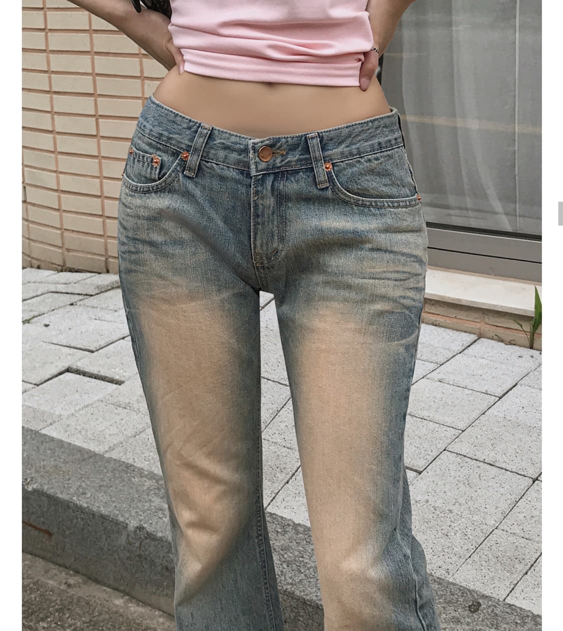 OOTJ 서울 로우라이즈 세미부츠컷 빈티지워싱 데님팬츠 (S) 상품이미지8