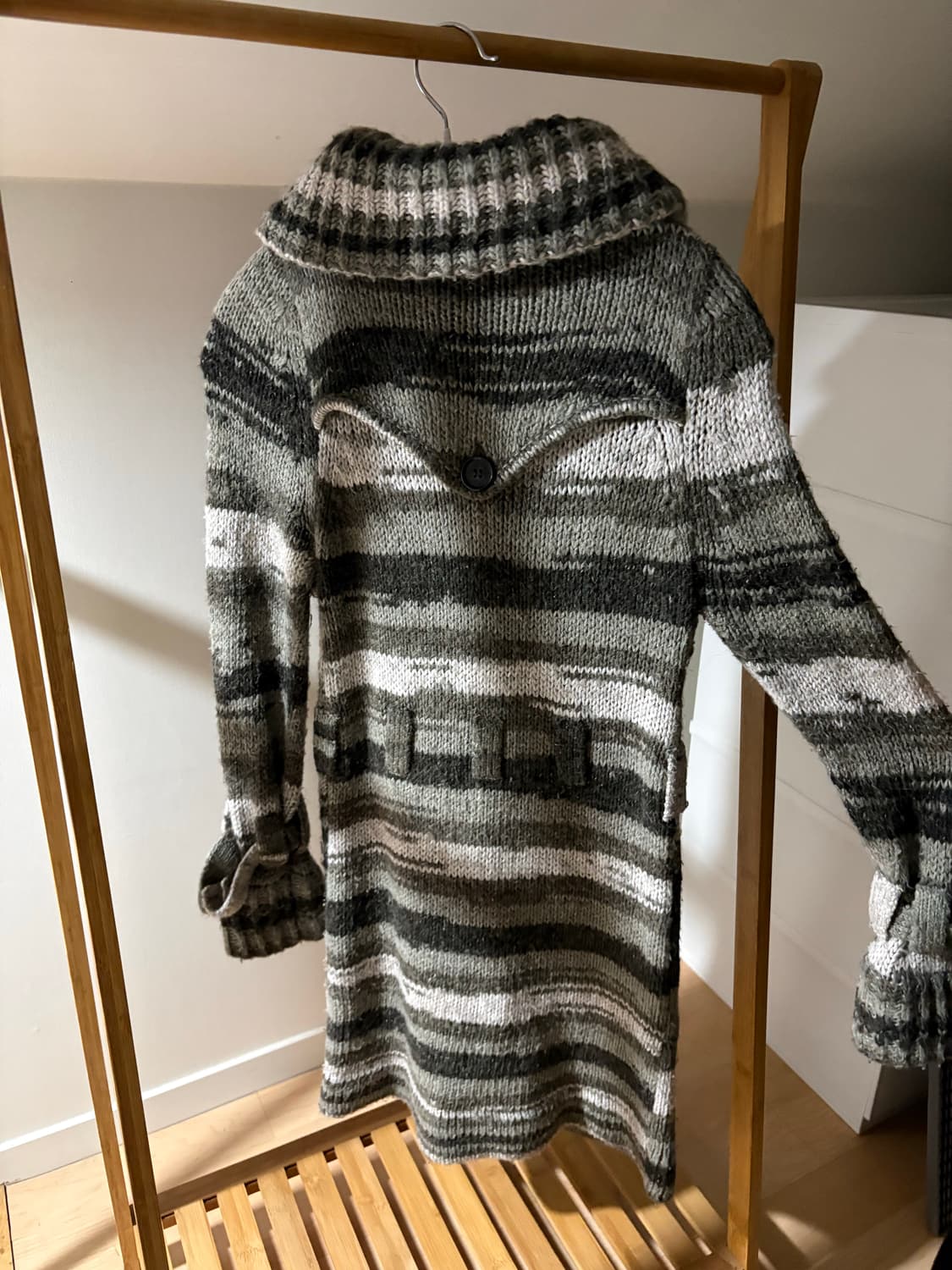 빈티지 모리 너드 무채색 하이넥 가디건 니트원피스 상품이미지4