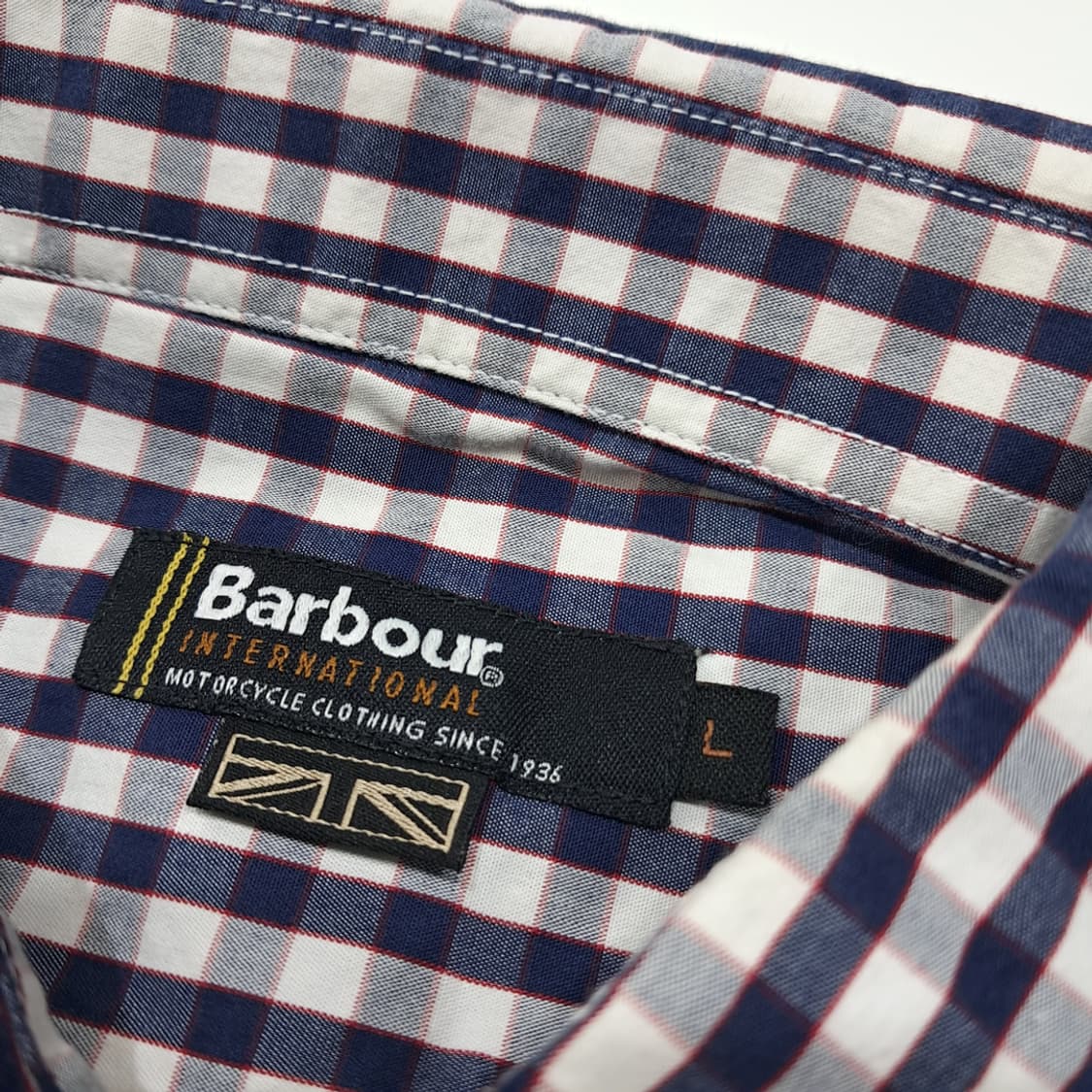 CL573 L 바버 클래식 깅엄체크 네이비 셔츠 남방 상품이미지3