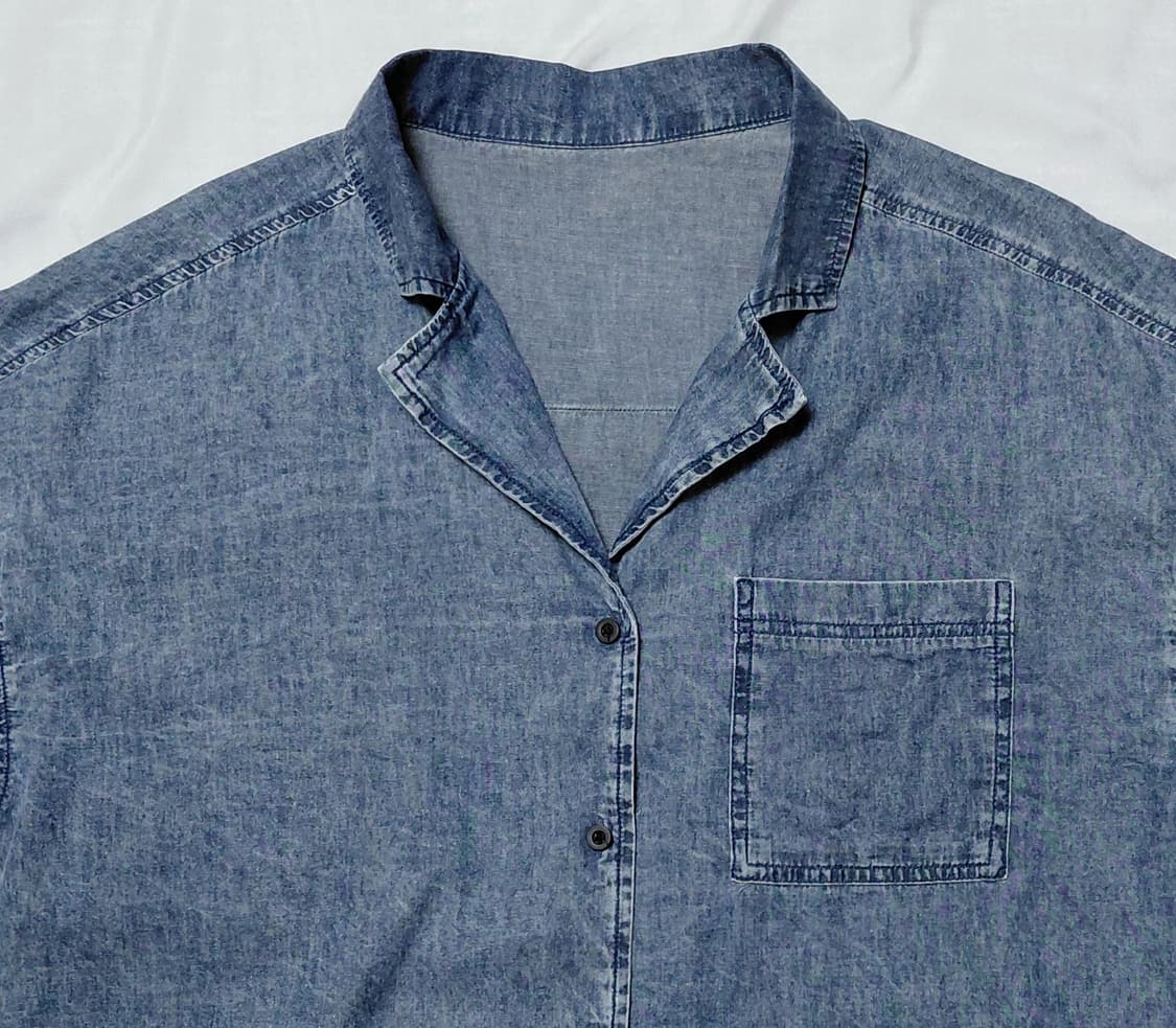 [F] 일본 브랜드 GORGE 빅패치 데님 반팔 셔츠 (오버핏/중청) 상품이미지2