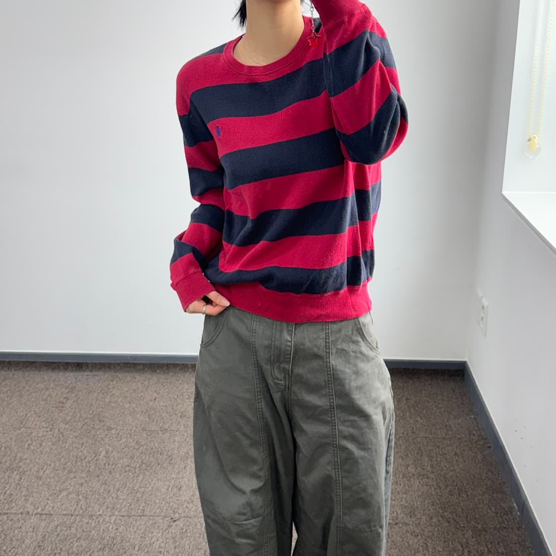 Polo 폴로 블루 포니 레드 네이비 단가라 롱슬리브 상품이미지2