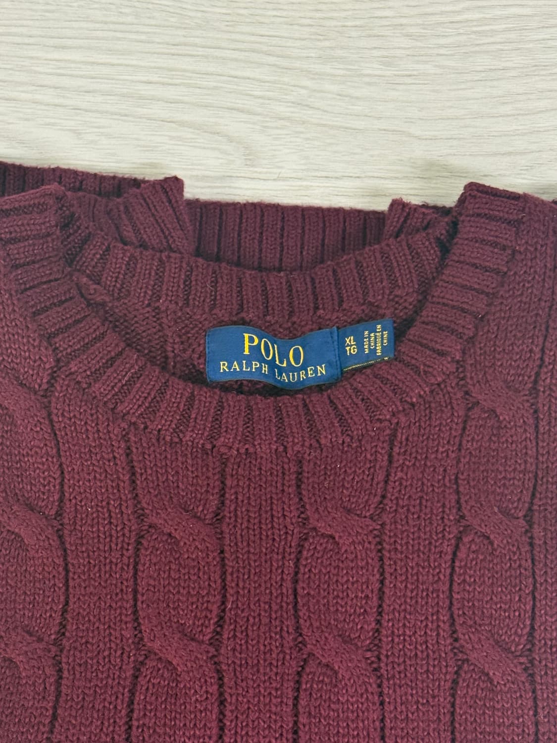 폴로 랄프로렌 케이블 니트 버건디 XL 상품이미지2