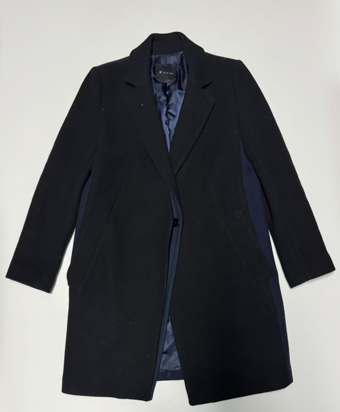 여성 잇미샤 배색 투 톤 울 코트 55 상품이미지1