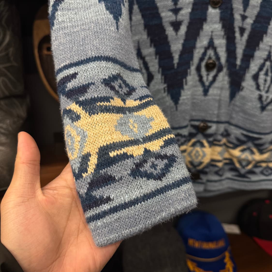 폴로 랄프로렌 신형 네이티브 나바호 패턴 니트 가디건 나무 단추 N46 상품이미지5