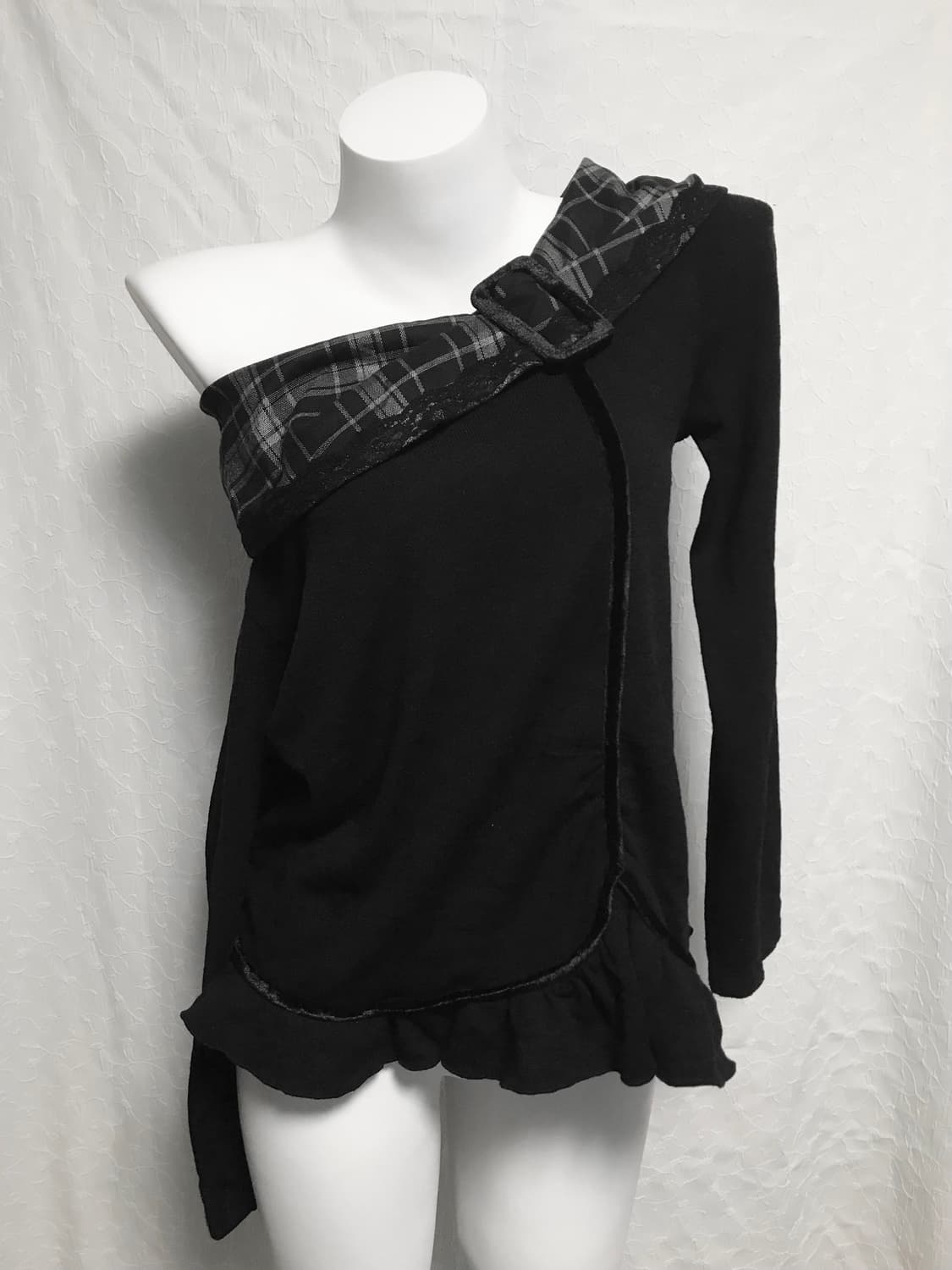 빈티지 axes femme 액시즈팜 로걀 체크 카라 니트 롱슬리브 탑 상품이미지3