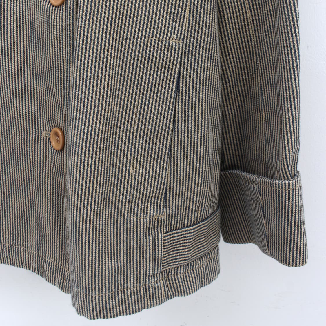 일본 빈티지 페이지보이 앤 알리시아 스트라이프 코튼 더블 자켓 상품이미지3