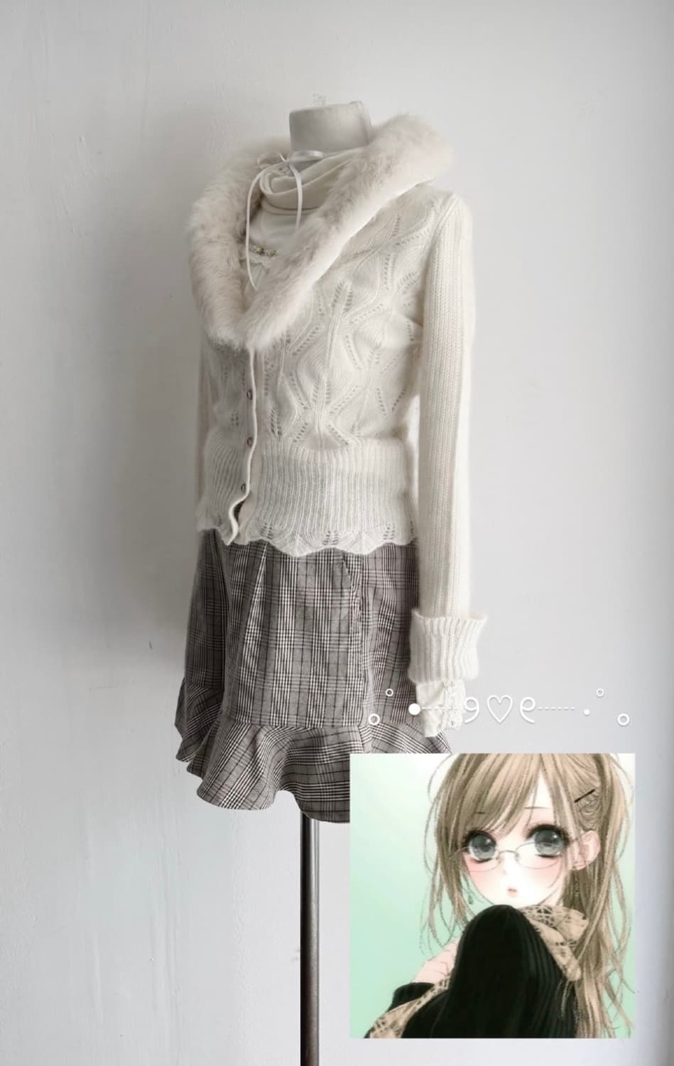 라떼갸루 목티 퍼가디건 치마 세트 달천 리즈리사 앙크루즈 양지뢰 상품이미지1