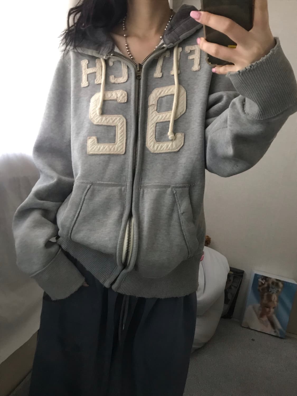 아베크롬비 그레이 빅로고 후드집업 상품이미지4