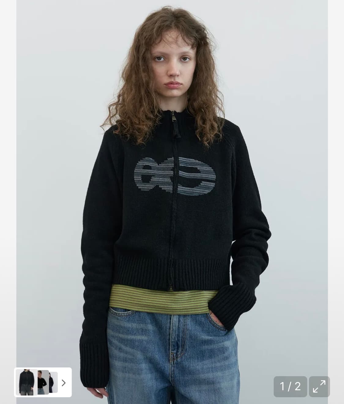 엔조블루스 니들 로고 하이넥 집업 (black) 상품이미지1