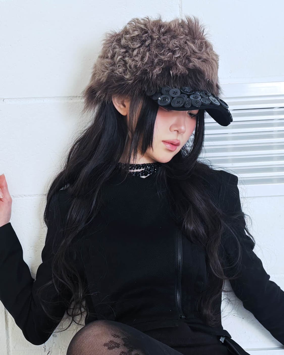 Custom🐾)greyish-brown fur button cap 상품이미지6