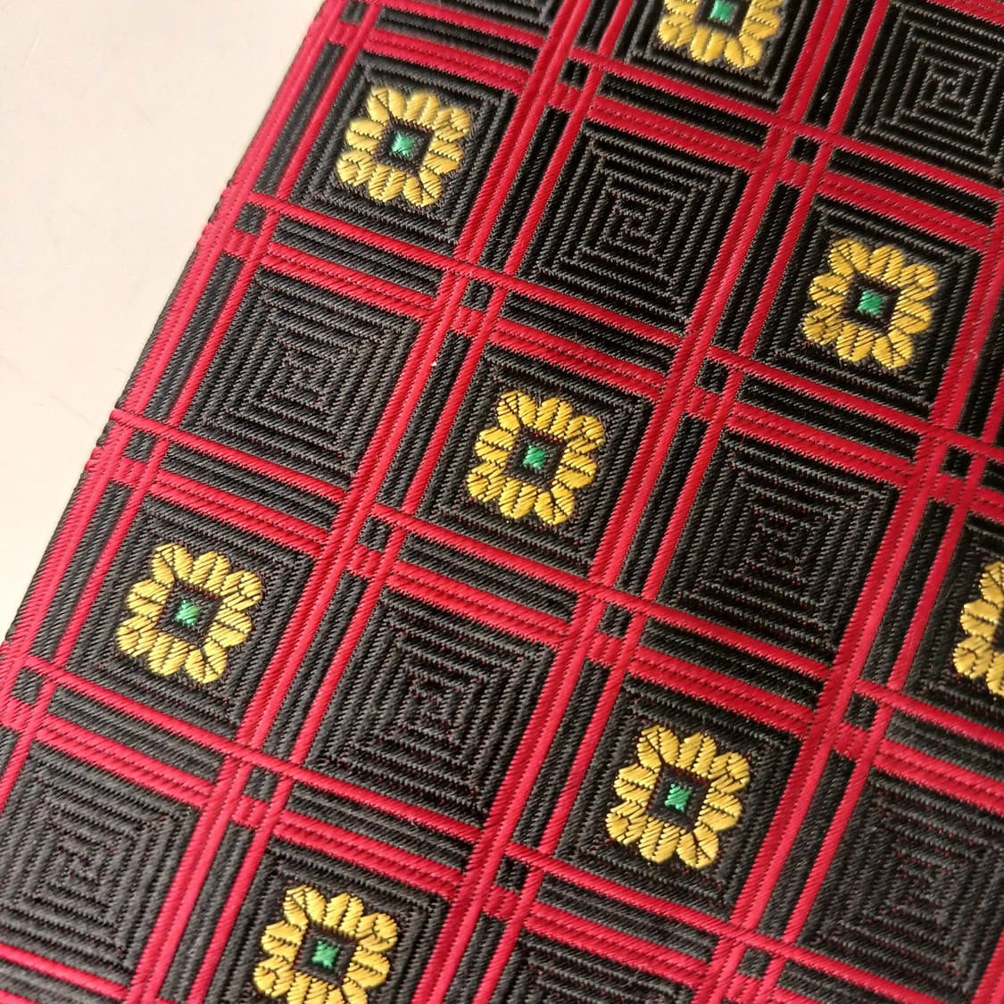 디올 실크 블랙&레드 체크 플라워 넥타이 9.4cm A등급 A19207
 상품이미지7